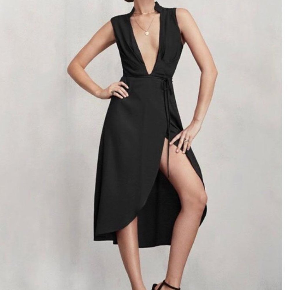Reformation Black Midi Dress
